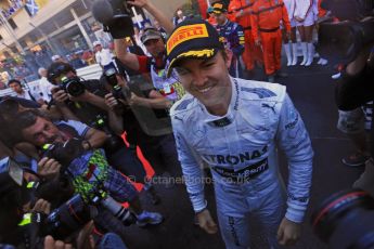 World © Octane Photographic Ltd. F1 Monaco GP, Monte Carlo - Sunday 26th May - Podium and celebrations. Mercedes AMG Petronas' Nico Rosberg celebrates after his lights to flag victory. Digital Ref : 0712lw1d2169