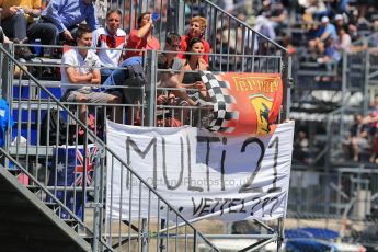 World © Octane Photographic Ltd. F1 Monaco GP, Monte Carlo - Sunday 26th May - Race. The crowds still remember the Multi 21 contoversy on their banners. Digital Ref : 0711lw1d0623