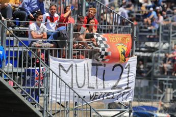 World © Octane Photographic Ltd. F1 Monaco GP, Monte Carlo - Sunday 26th May - Race. The crowds still remember the Multi 21 contoversy on their banners. Digital Ref : 0711lw1d0623