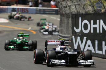 World © Octane Photographic Ltd. F1 Monaco GP, Monte Carlo - Sunday 26th May - Race green flag lap. Williams FW35 of Valtteri Bottas and the Caterham F1 Team CT03 of Giedo van der Garde. Digital Ref : 0711lw1d0801