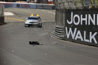 World © Octane Photographic Ltd. F1 Monaco GP, Monte Carlo - Sunday 26th May - Race. The Williams FW35 front wing litters the track as the medical car follows the pack around the 1st lap. Digital Ref : 0711lw1d0943