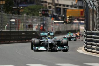World © Octane Photographic Ltd. F1 Monaco GP, Monte Carlo - Sunday 26th May - Race. The Mercedes AMG Petronas F1 W04 of Nico Rosberg extends his lead over Lewis Hamilton into Casino Square. Digital Ref : 0711lw1d1290