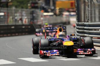 World © Octane Photographic Ltd. F1 Monaco GP, Monte Carlo - Sunday 26th May - Race. Infiniti Red Bull Racing RB9 - Sebastian Vettel leads Mark Webber. Digital Ref : 0711lw1d1415
