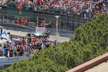 World © Octane Photographic Ltd. F1 Monaco GP, Monte Carlo - Sunday 26th May - Race. Mercedes AMG Petronas F1 W04 - Nico Rosberg powers past the crowds and yachts. Digital Ref : 0711lw1d1492