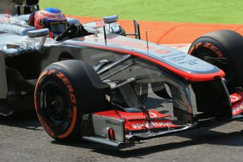 World © Octane Photographic Ltd. F1 Italian GP - Monza, Friday 6th September 2013 - Practice 2. Vodafone McLaren Mercedes MP4/28 - Jenson Button. Digital Ref : 0813lw1d2650