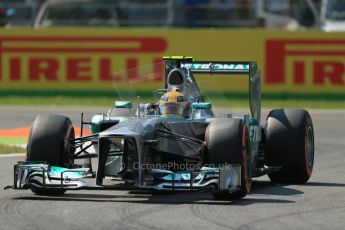 World © Octane Photographic Ltd. F1 Italian GP - Monza, Friday 6th September 2013 - Practice 2. Mercedes AMG Petronas F1 W04 – Lewis Hamilton. Digital Ref : 0813lw1d2859