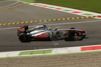 World © Octane Photographic Ltd. F1 Italian GP - Monza, Friday 6th September 2013 - Practice 2. Vodafone McLaren Mercedes MP4/28 - Sergio Perez . Digital Ref : 0813lw1d42486