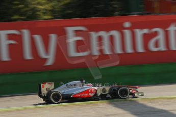 World © Octane Photographic Ltd. F1 Italian GP - Monza, Saturday 7th September 2013 - Practice 3. Vodafone McLaren Mercedes MP4/28 - Jenson Button. Digital Ref :