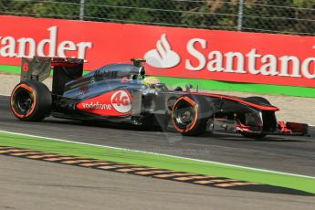 World © Octane Photographic Ltd. F1 Italian GP - Monza, Saturday 7th September 2013 - Practice 3. Vodafone McLaren Mercedes MP4/28 - Sergio Perez . Digital Ref :