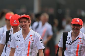 World © Octane Photographic Ltd. F1 Italian GP - Monza, Sunday 8th September 2013 - Paddock. Vodafone McLaren Mercedes - McLaren 50th anniversary team kit. Digital Ref :