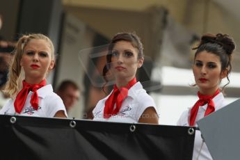 World © Octane Photographic Ltd. F1 Italian GP - Monza, Sunday 8th September 2013 - Podium. The grid girls line the approach to the podium. Digital Ref :