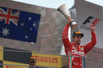 World © Octane Photographic Ltd. F1 Italian GP - Monza, Sunday 8th September 2013 - Podium. Scuderia Ferrari F138 - Fernando Alonso celebrates. Digital Ref :