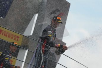World © Octane Photographic Ltd. F1 Italian GP - Monza, Sunday 8th September 2013 - Podium. Infiniti Red Bull Racing RB9 - Sebastian Vettel and Mark Webber celebrate. Digital Ref :
