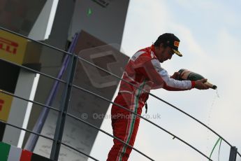 World © Octane Photographic Ltd. F1 Italian GP - Monza, Sunday 8th September 2013 - Podium. Scuderia Ferrari F138 - Fernando Alonso celebrates. Digital Ref :