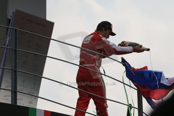 World © Octane Photographic Ltd. F1 Italian GP - Monza, Sunday 8th September 2013 - Podium. Scuderia Ferrari F138 - Fernando Alonso celebrates. Digital Ref :