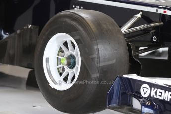 World © Octane Photographic Ltd. F1 Italian GP - Monza, Sunday 8th September 2013 - Race Preparation. Williams FW35 front wheel in white. Digital Ref : 0824cb7d6126
