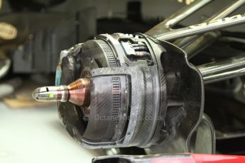 World © Octane Photographic Ltd. F1 Italian GP - Monza, Sunday 8th September 2013 - Race Preparation. Lotus F1 Team E21 front brakes - Kimi Raikkonen. Digital Ref : 0824cb7d6141