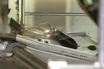 World © Octane Photographic Ltd. F1 Italian GP - Monza, Sunday 8th September 2013 - Race Preparation. Mercedes AMG Petronas F1 W04 rear left floor detail - Nico Rosberg. Digital Ref : 0824cb7d6142