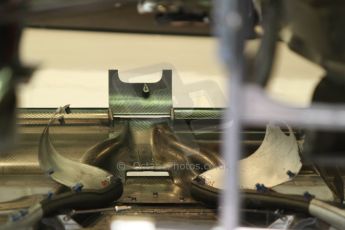 World © Octane Photographic Ltd. F1 Italian GP - Monza, Sunday 8th September 2013 - Race Preparation. Mercedes AMG Petronas F1 W04 rear diffuser detail from the front- Nico Rosberg. Digital Ref : 0824cb7d6144