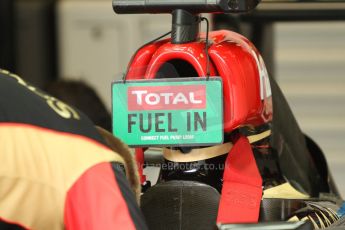 World © Octane Photographic Ltd. F1 Italian GP - Monza, Sunday 8th September 2013 - Race Preparation. Lotus F1 Team E21 fuel in - Kimi Raikkonen. Digital Ref : 0824cb7d6624