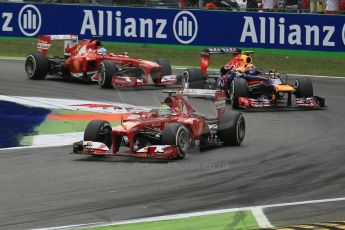 World © Octane Photographic Ltd. F1 Italian GP - Monza, Sunday 8th September 2013 - Race. Scuderia Ferrari F138 - Felipe Massa leads Infiniti Red Bull Racing RB9 - Mark Webber and team mate Fernando Alonso. Digital Ref : 0824lw1d6205