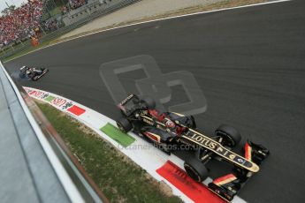 World © Octane Photographic Ltd. F1 Italian GP - Monza, Sunday 8th September 2013 - Race. Lotus F1 Team E21 - Kimi Raikkonen and Sauber C32 - Nico Hulkenberg. Digital Ref :