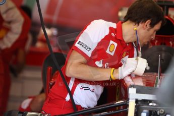 World © Octane Photographic Ltd. F1 Italian GP - Monza, Friday 6th September 2013 - Practice 1. Scuderia Ferrari pitcrew at work. Digital Ref : 0811cb7d5074