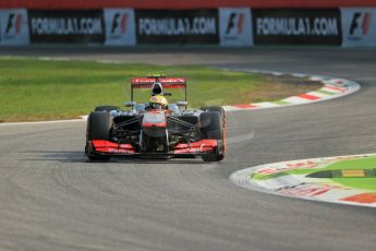 World © Octane Photographic Ltd. F1 Italian GP - Monza, Friday 6th September 2013 - Practice 1. Vodafone McLaren Mercedes MP4/28 - Sergio Perez . Digital Ref : 0811lw1d1426