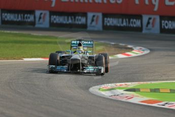 World © Octane Photographic Ltd. F1 Italian GP - Monza, Friday 6th September 2013 - Practice 1. Mercedes AMG Petronas F1 W04 - Nico Rosberg. Digital Ref : 0811lw1d1475