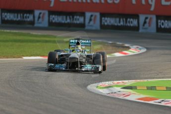 World © Octane Photographic Ltd. F1 Italian GP - Monza, Friday 6th September 2013 - Practice 1. Mercedes AMG Petronas F1 W04 - Nico Rosberg. Digital Ref : 0811lw1d1475