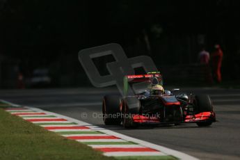 World © Octane Photographic Ltd. F1 Italian GP - Monza, Friday 6th September 2013 - Practice 1. Vodafone McLaren Mercedes MP4/28 - Sergio Perez . Digital Ref : 0811lw1d2272