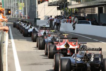 World © Octane Photographic Ltd. GP2 Italian GP, Monza, Friday 6th September 2013. Practice. The pack forms up to head onto track. Digital Ref : 0812cb7d5100