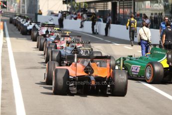 World © Octane Photographic Ltd. GP2 Italian GP, Monza, Friday 6th September 2013. Practice. The pack forms up to head onto track. Digital Ref : 0812cb7d5111