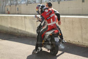 World © Octane Photographic Ltd. GP2 Italian GP, Monza, Saturday 7th September 2013. Race 1. Mitch Evans is brought back to the pits on a track scooter – Arden International. Digital Ref: