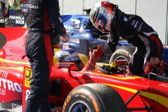 World © Octane Photographic Ltd. GP2 Italian GP, Monza, Saturday 7th September 2013. Race 1. Sam Bird – Russian TIME congratulates race winner Fabio Leimer- Racing Engineering. Digital Ref :