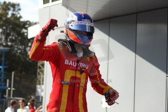 World © Octane Photographic Ltd. GP2 Italian GP, Monza, Saturday 7th September 2013. Race 1. Race winner Fabio Leimer celebrates in Parc Ferme - Racing Engineering. Digital Ref :