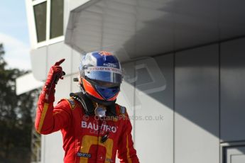 World © Octane Photographic Ltd. GP2 Italian GP, Monza, Saturday 7th September 2013. Race 1. Race winner Fabio Leimer celebrates in Parc Ferme - Racing Engineering. Digital Ref :