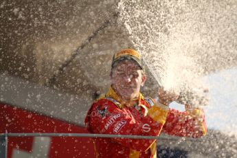 World © Octane Photographic Ltd. GP2 Italian GP, Monza, Saturday 7th September 2013. Race 1. Fabio Leimer (winner) celebrates on the podium - Racing Engineering. Digital Ref: