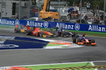 World © Octane Photographic Ltd. GP2 Italian GP, Monza, Sunday 8th September 2013. Race 2. Adrian Quaife-Hobbs leads the pack at the race start - Hilmer Motorsport. Digital Ref :