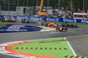 World © Octane Photographic Ltd. GP2 Italian GP, Monza, Sunday 8th September 2013. Race 2. Adrian Quaife-Hobbs leads the pack at the race start - Hilmer Motorsport. Digital Ref :