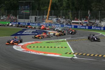 World © Octane Photographic Ltd. GP2 Italian GP, Monza, Sunday 8th September 2013. Race 2. Adrian Quaife-Hobbs leads the pack at the race start - Hilmer Motorsport. Digital Ref :