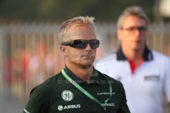 World © Octane Photographic Ltd. F1 Italian GP - Monza, Saturday 7th September 2013 - Paddock. Caterham F1 Team CT03 3rd driver – Heikki Kovalainen. Digital Ref : 0815cb7d5428