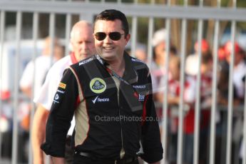 World © Octane Photographic Ltd. F1 Italian GP - Monza, Saturday 7th September 2013 - Paddock. Lotus F1 Team - Eric Boulier. Digital Ref : 0815cb7d5471