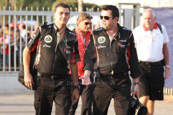 World © Octane Photographic Ltd. F1 Italian GP - Monza, Saturday 7th September 2013 - Paddock. Lotus F1 Team - Eric Boulier and Federico Gastaldi - Business Development Director. Digital Ref : 0815cb7d5478