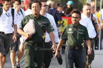 World © Octane Photographic Ltd. F1 Italian GP - Monza, Saturday 7th September 2013 - Paddock. Caterham F1 Team - Riad Asmat (CEO) and Mia Sharizman (General Manager). Digital Ref : 0815cb7d5486