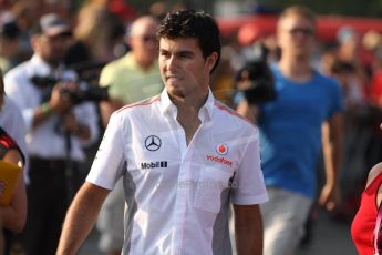 World © Octane Photographic Ltd. F1 Italian GP - Monza, Saturday 7th September 2013 - Paddock. Vodafone McLaren Mercedes MP4/28 - Sergio Perez . Digital Ref : 0815cb7d5583