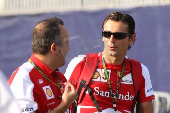 World © Octane Photographic Ltd. F1 Italian GP - Monza, Saturday 7th September 2013 - Paddock. Scuderia Ferrari F138 reserve driver – Pedro de la Rosa. Digital Ref : 0815cb7d5630