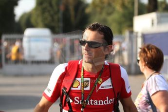 World © Octane Photographic Ltd. F1 Italian GP - Monza, Saturday 7th September 2013 - Paddock. Scuderia Ferrari F138 reserve driver – Pedro de la Rosa. Digital Ref : 0815cb7d5632