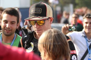 World © Octane Photographic Ltd. F1 Italian GP - Monza, Saturday 7th September 2013 - Paddock. Lotus F1 Team E21 - Kimi Raikkonen. Digital Ref : 0815cb7d5699