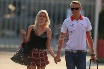 World © Octane Photographic Ltd. F1 Italian GP - Monza, Saturday 7th September 2013 - Paddock. Marussia F1 Team MR02 - Max Chilton and girlfriend Chloe Roberts. Digital Ref : 0815lw1d3358